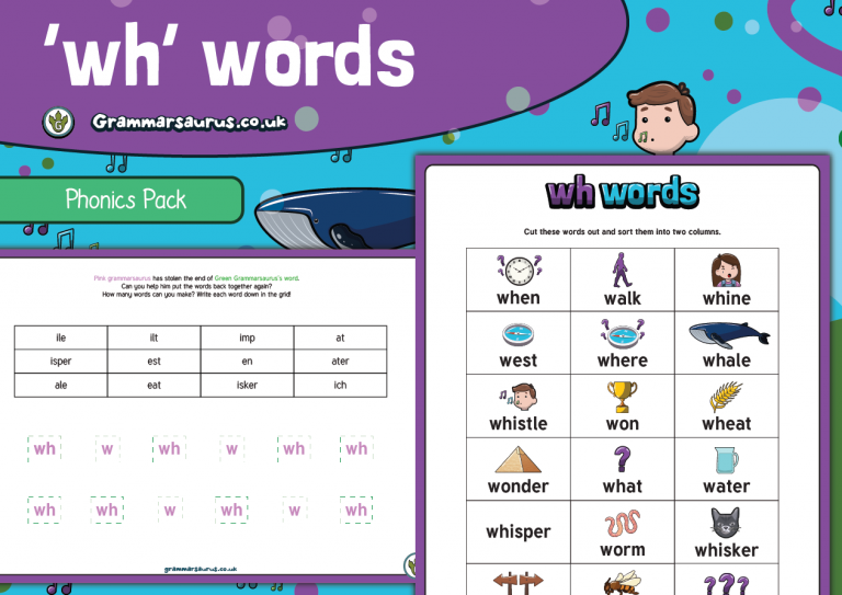 Phonics Phase 5 Wh Phonics Pack Grammarsaurus