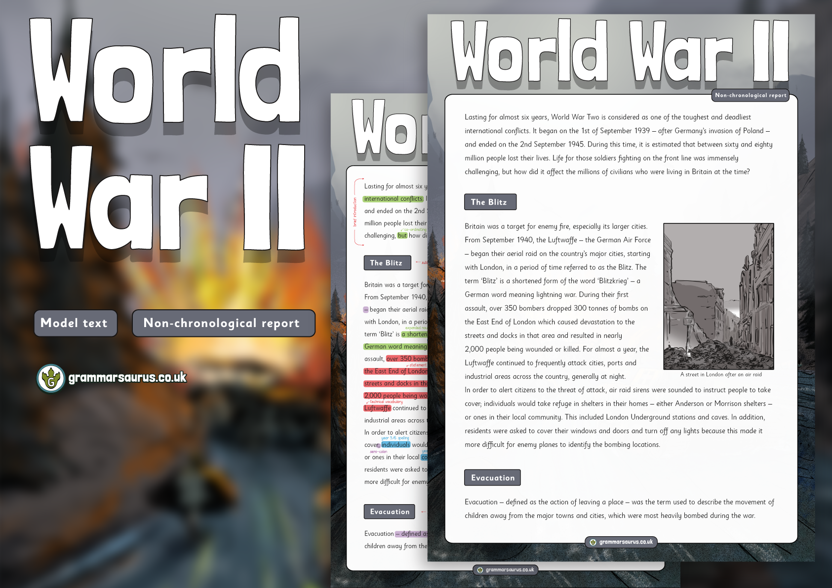 Year 6 Model Text Non Chronological Report World War 2 Grammarsaurus