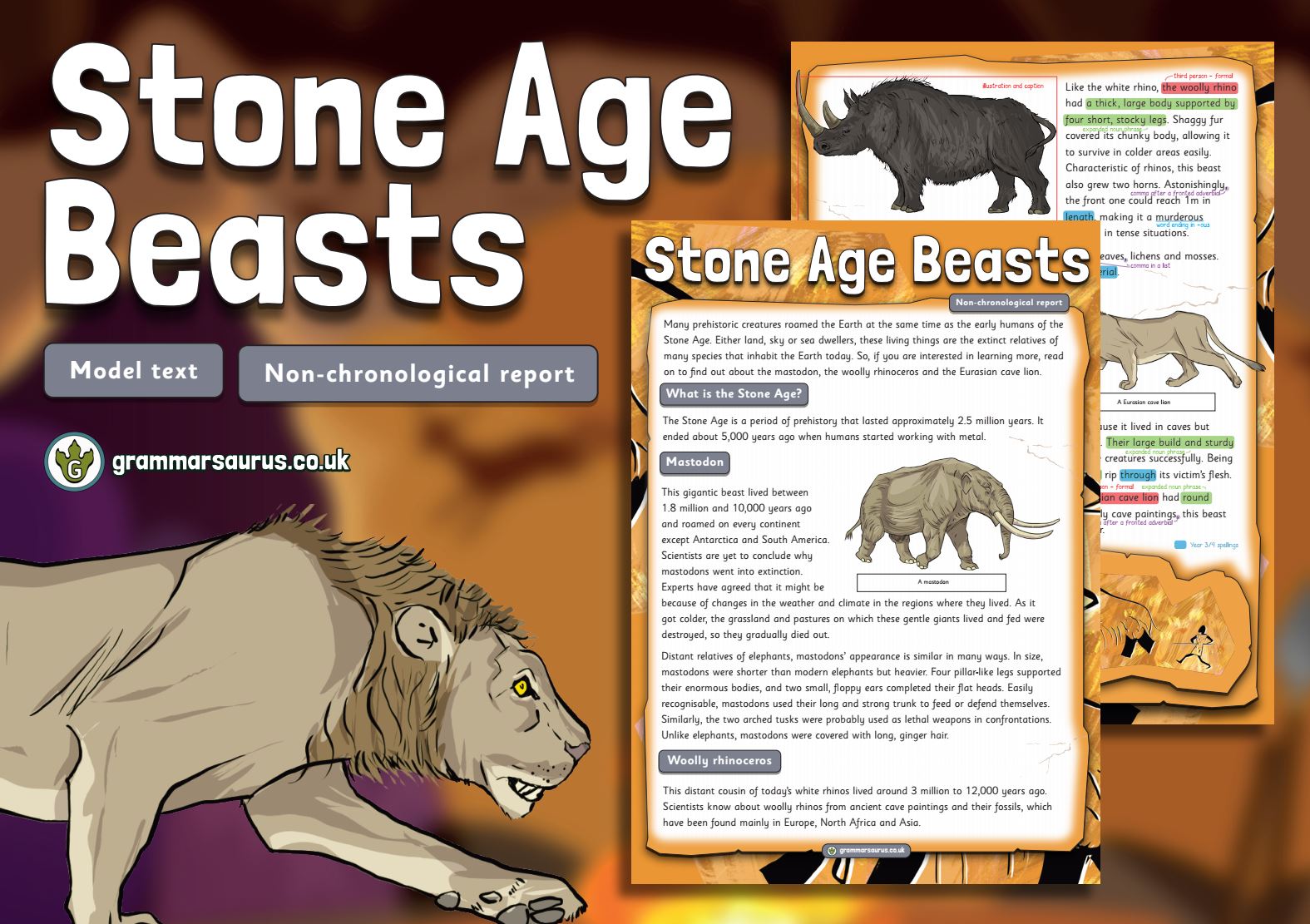 Year Model Text Non Chronological Report Stone Age Beasts