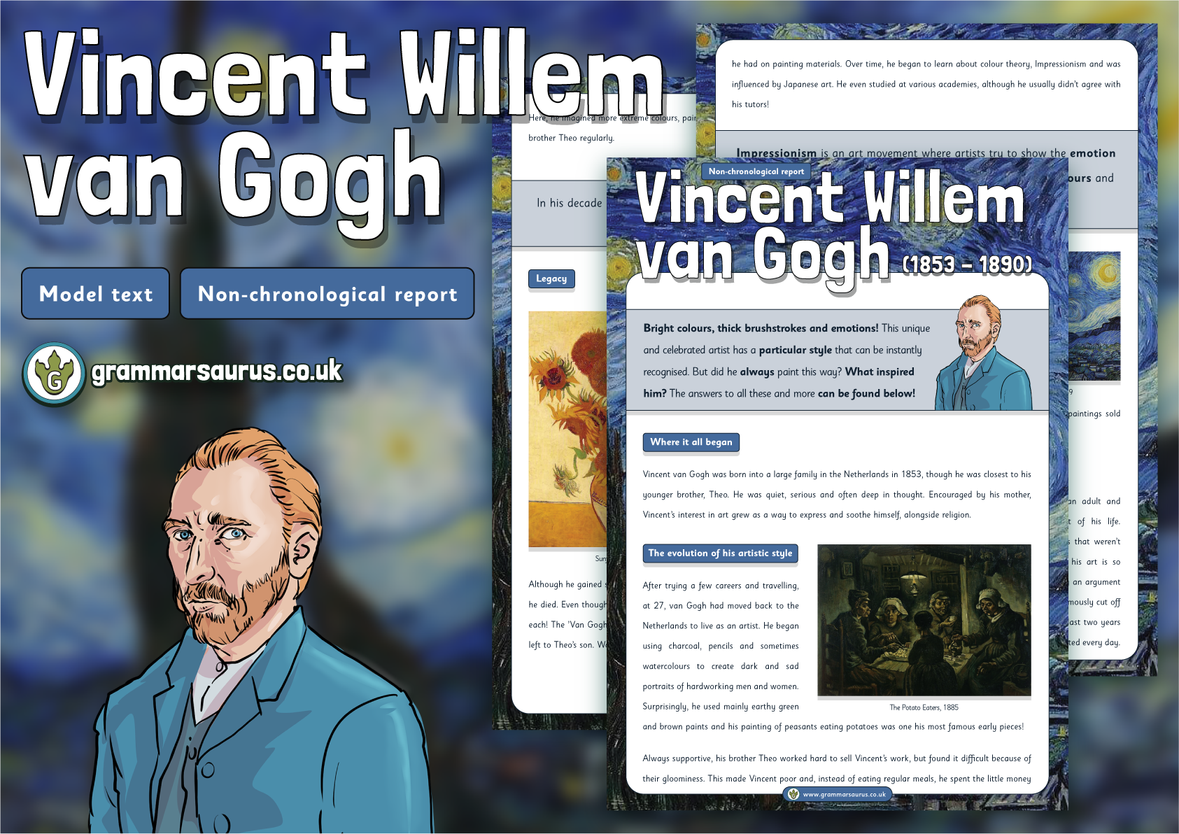 Year Model Text Non Chronological Report Van Gogh Grammarsaurus