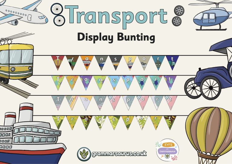 EYFS Transport Display Bunting Grammarsaurus