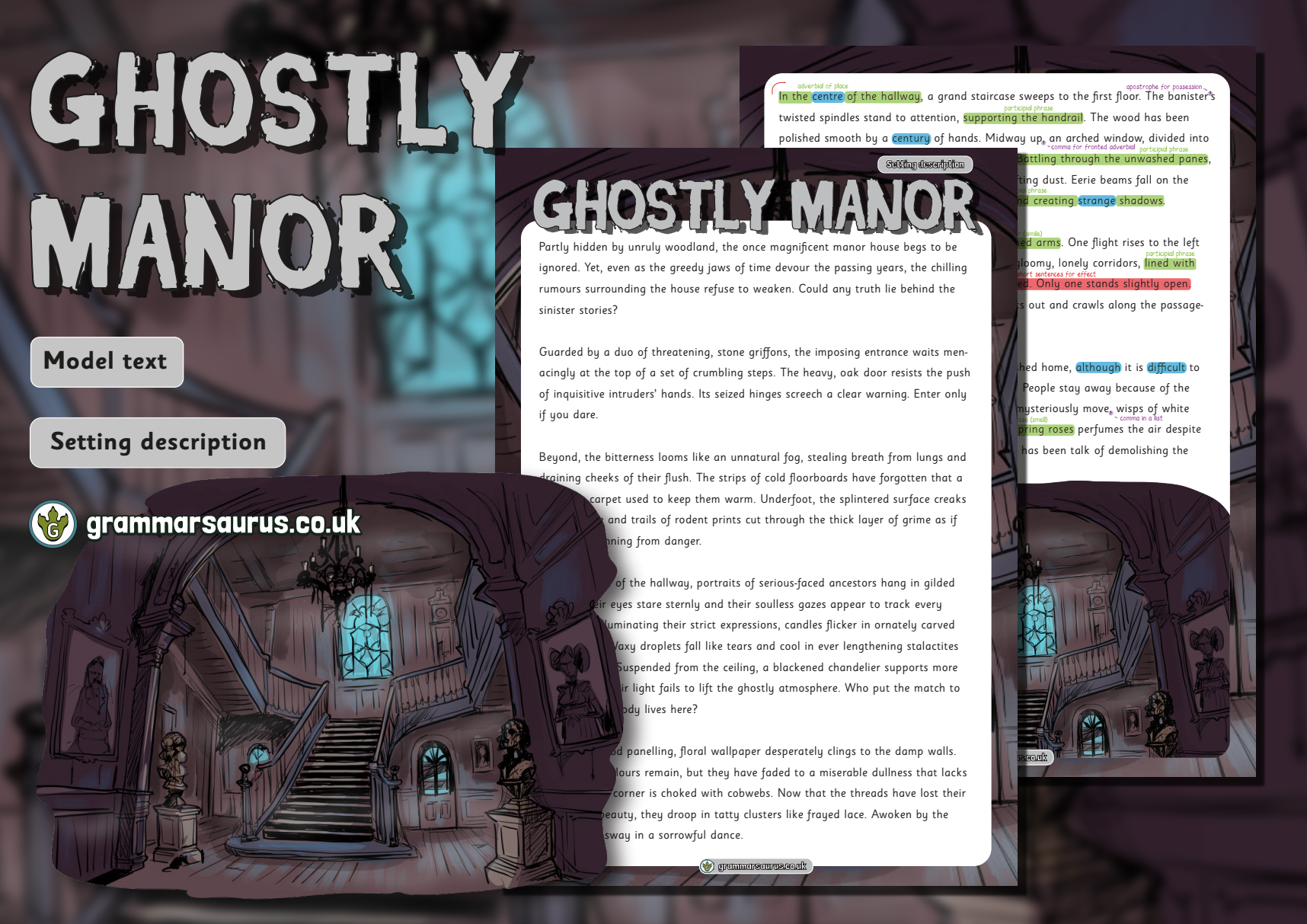 Year Model Text Setting Description Ghostly Manor Grammarsaurus