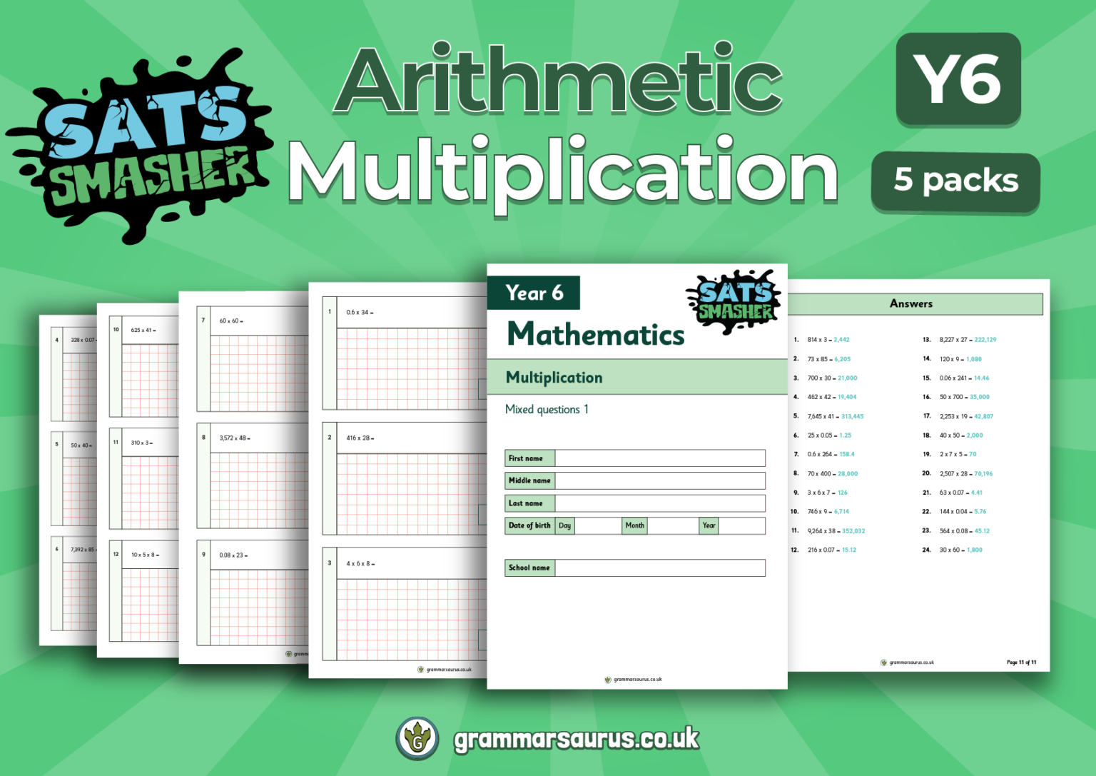 Y Sats Smasher Maths Arithmetic Multiplication Grammarsaurus