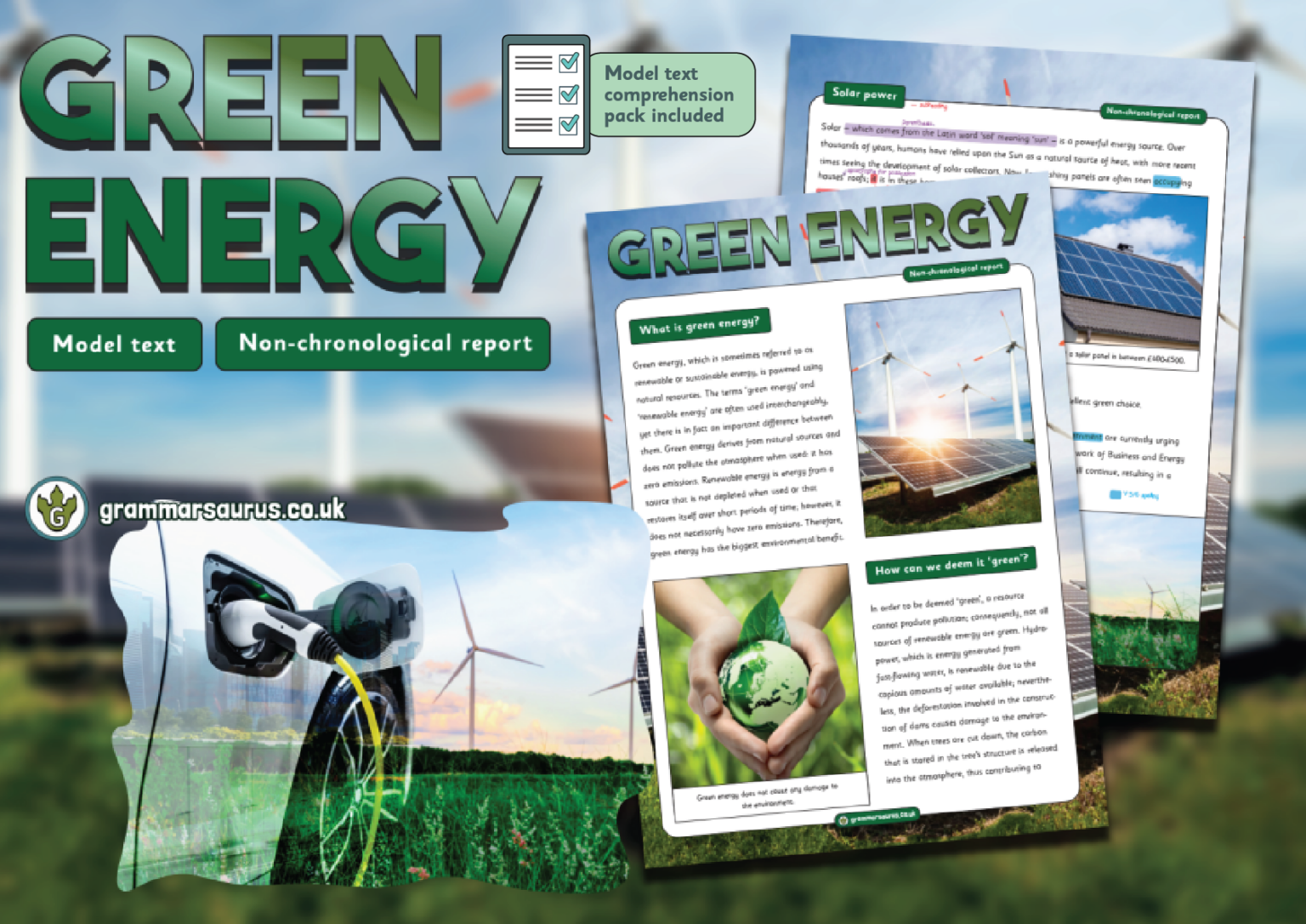 Year 5 Model Text Non Chronological Report Green Energy Grammarsaurus