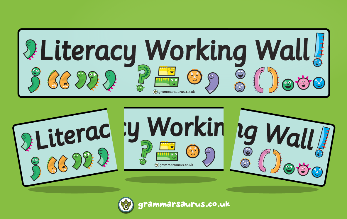 Literacy Working Wall Banner (7 Colours) - Grammarsaurus