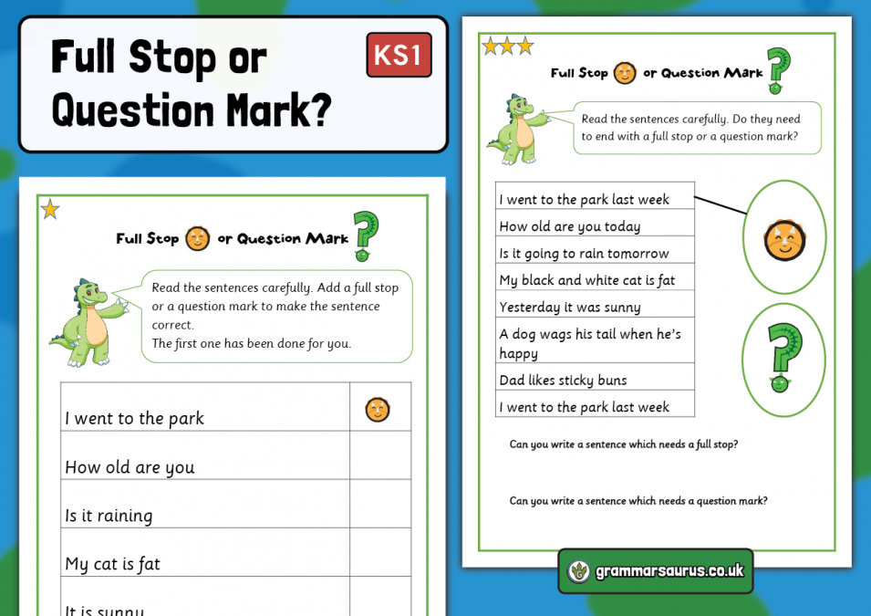 Using Question Marks And Full Stop Worksheet