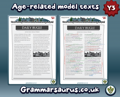 Year 3 Model Text - Newspaper report - Crash Landing ( gbsct P3 , Grade ...