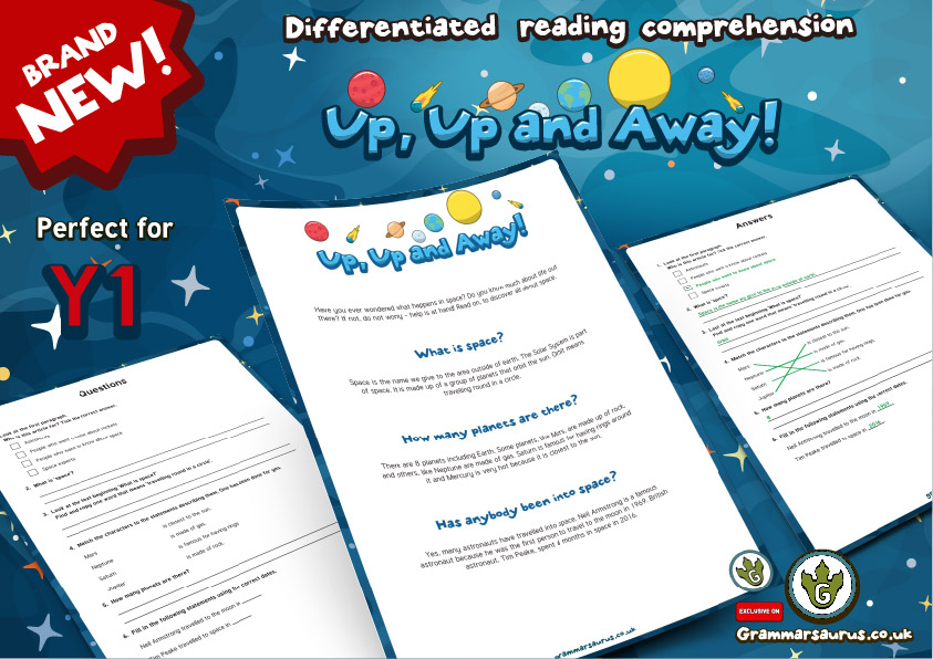 Year 1 -Reading Comprehension - Space - Grammarsaurus