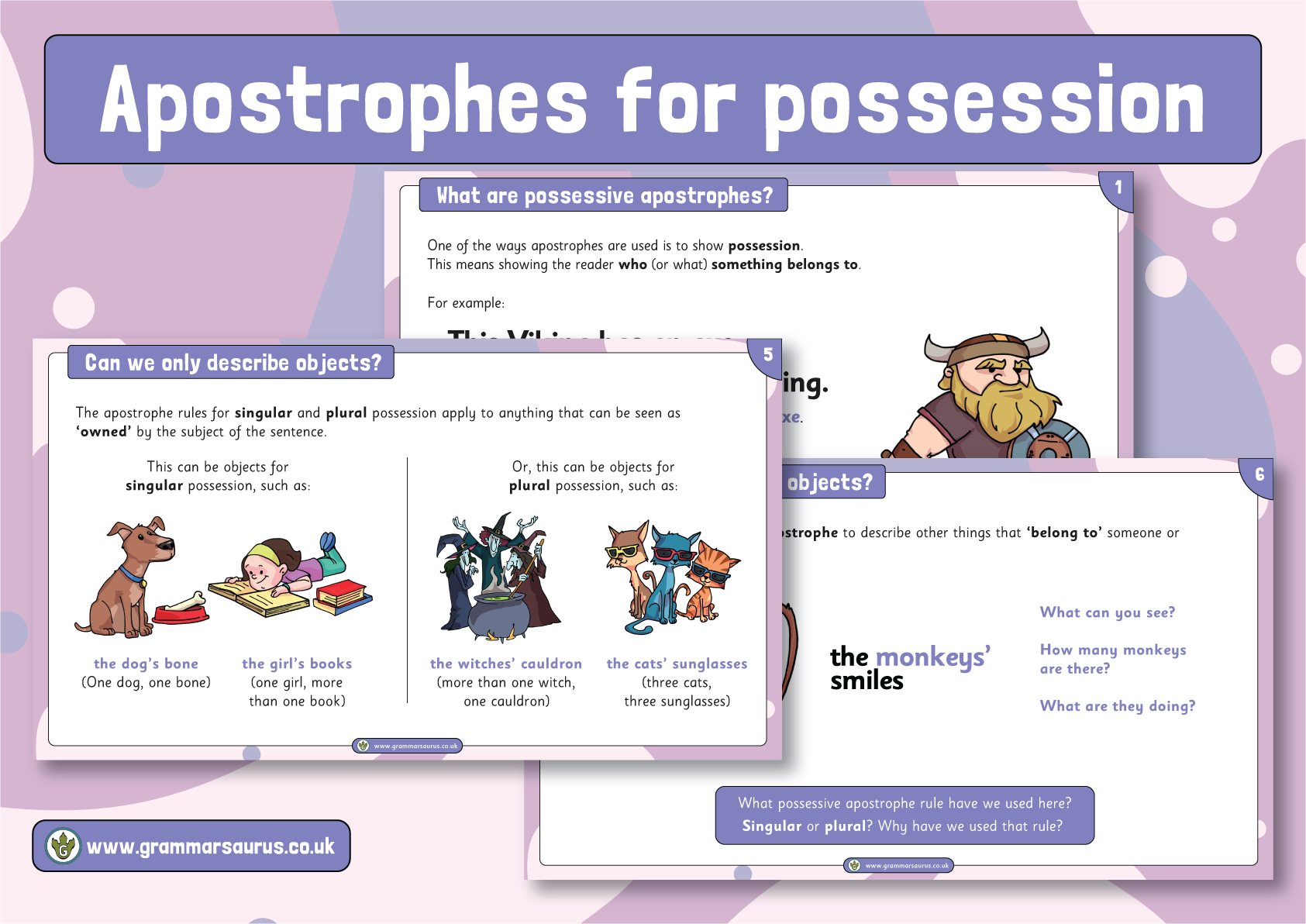 Apostrophe For Possession Teaching Pack Grammarsaurus