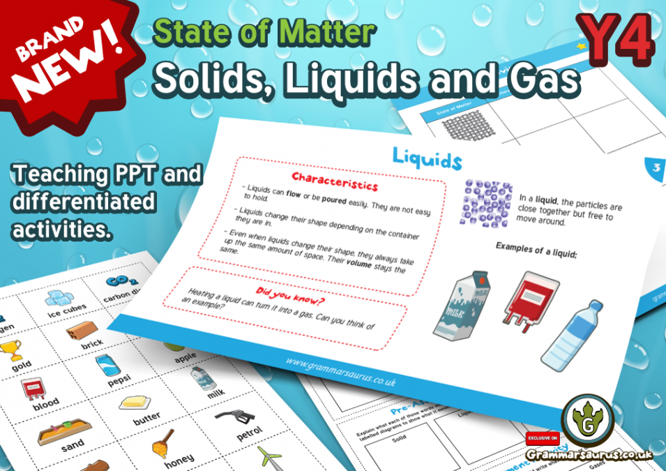 Solid, liquid gas worksheet grade 5 image