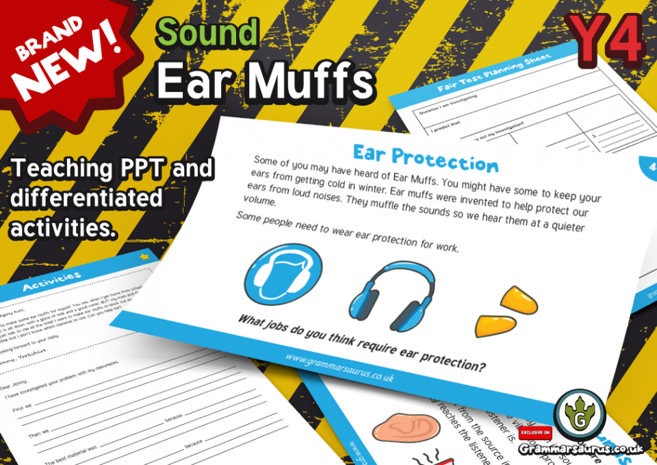 Year 4 Science Sound Ear Muffs Lesson 7 Grammarsaurus