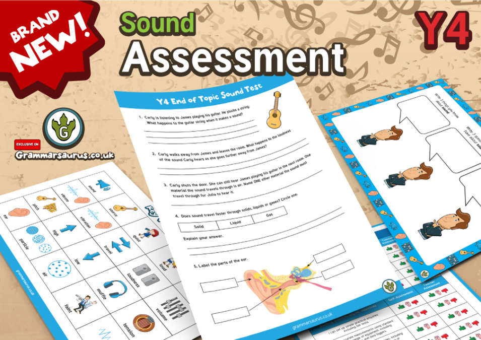 Year 4 Science - Sound - Assessment Pack - Grammarsaurus