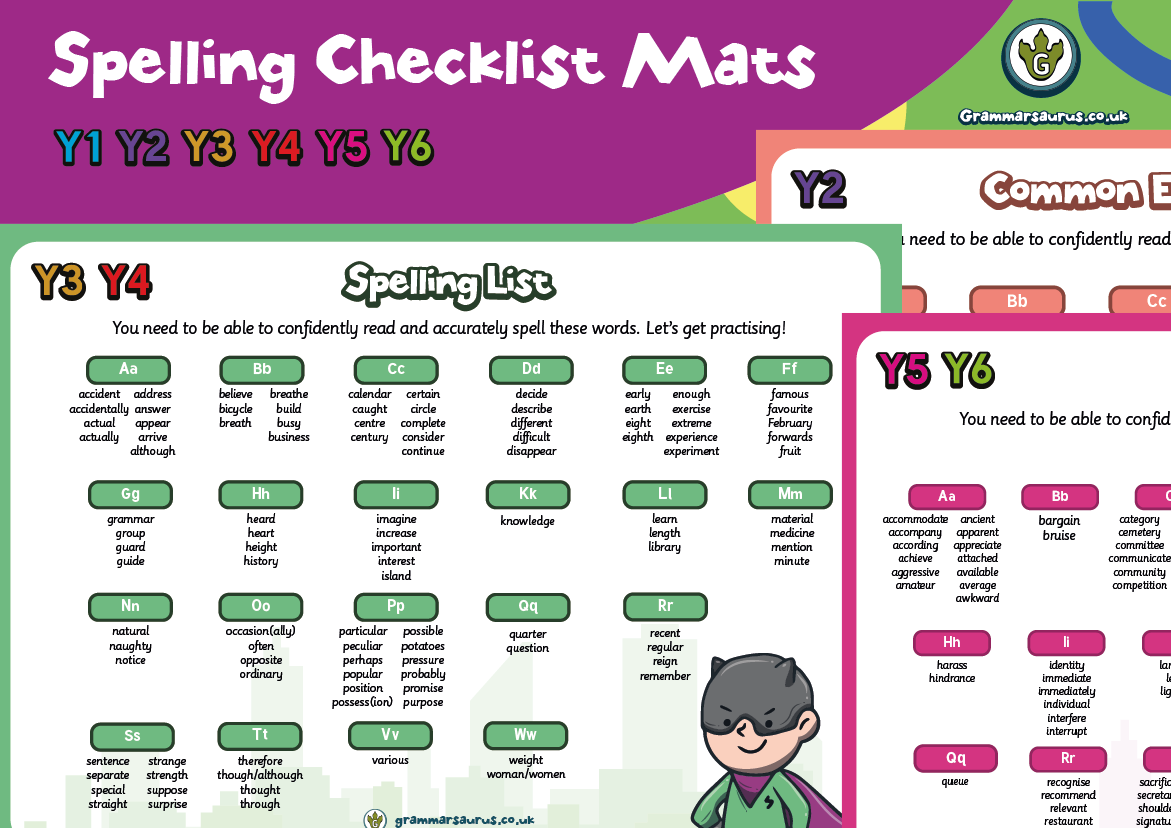 spelling-checklist-mats-grammarsaurus