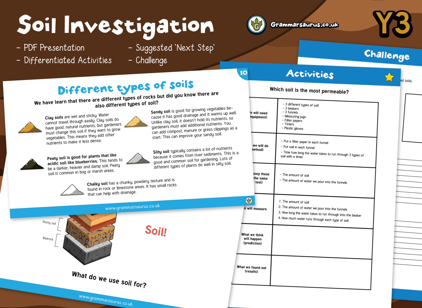 rocks and soils experiments year 3