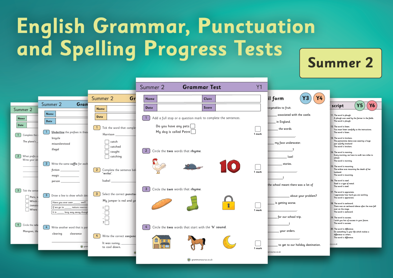 Year 1 English Grammar, Punctuation and Spelling Progress Tests ...