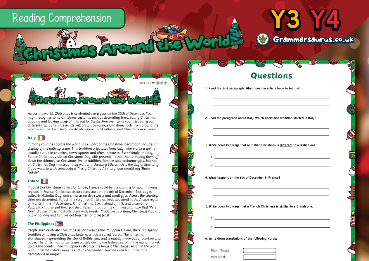 Text reading 10. Christmas around the World Worksheet. Christmas reading Comprehension. Christmas around the World текст. New year around the World текст.