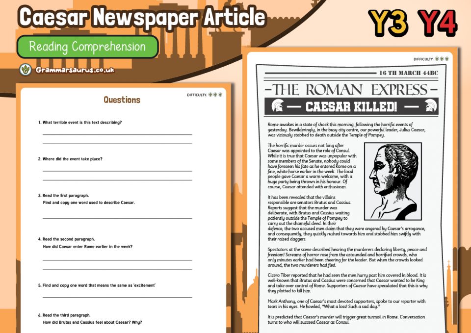 Newspaper comprehension year 5 image