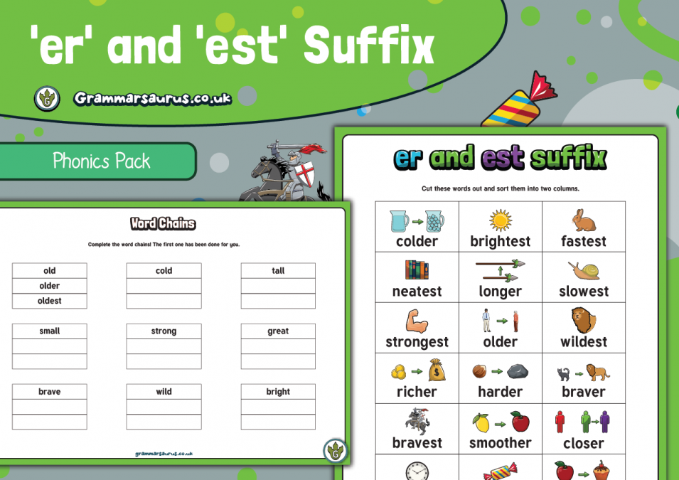 Phonics Phase 6 er And est Suffix Phonics Pack Grammarsaurus