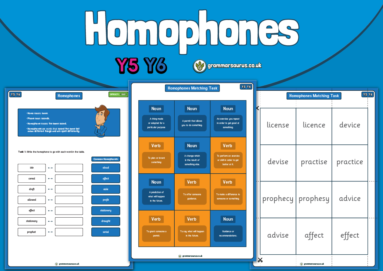 year 5 6 homophone lesson pack grammarsaurus