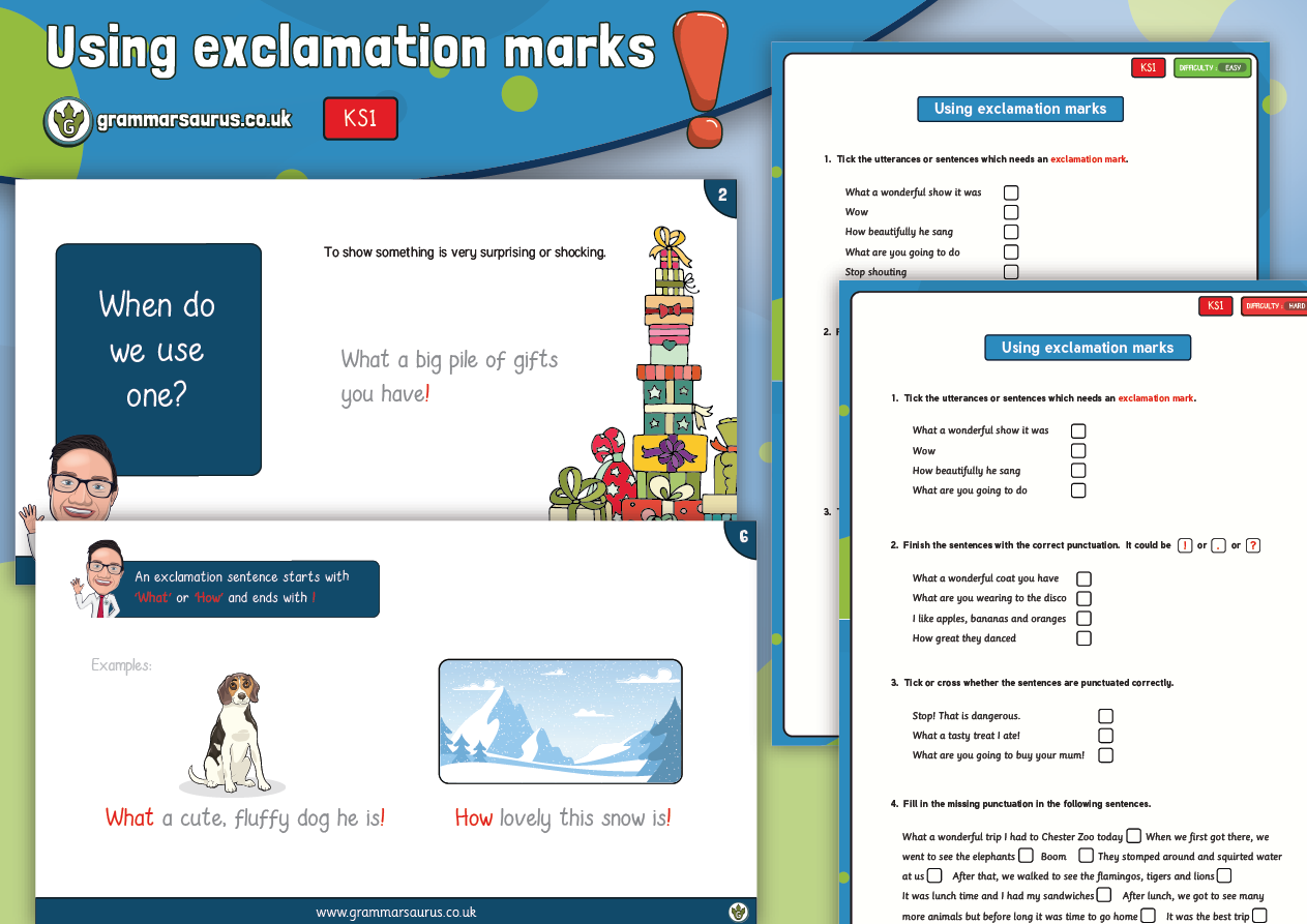 KS1 Exclamation Marks Lesson Pack - Grammarsaurus