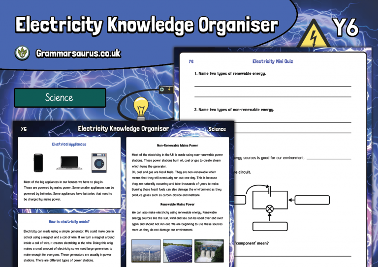 Year 6 Science Electricity Knowledge Organiser Grammarsaurus