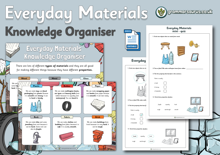 Year 1 Science Everyday Materials Knowledge Organiser Grammarsaurus