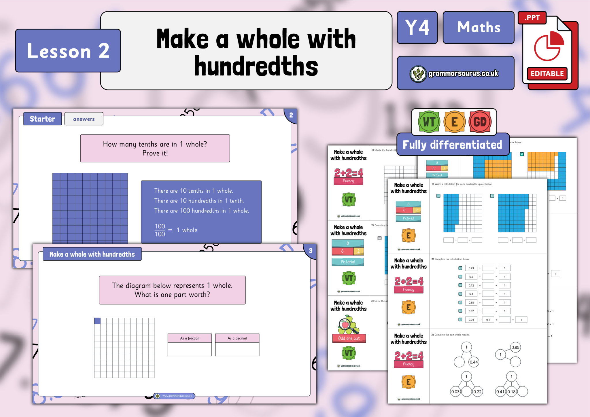 Year 4 Decimals (part 2 ) - Make a whole with hundredths - Lesson 2 ...