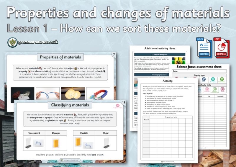 Year 5 Science - Properties and changes of materials – How can we sort ...