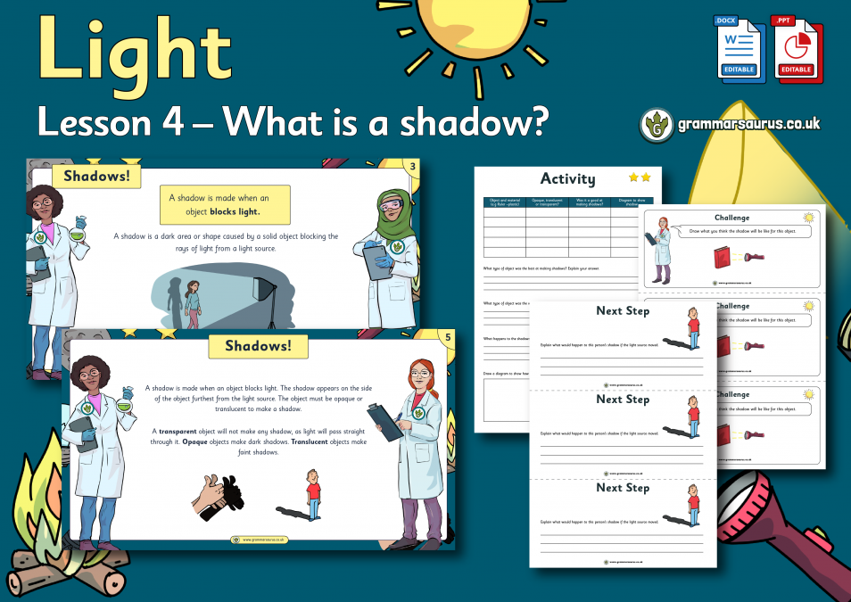 Year 3 Science - Light - What is a shadow? - Lesson 4 - Grammarsaurus