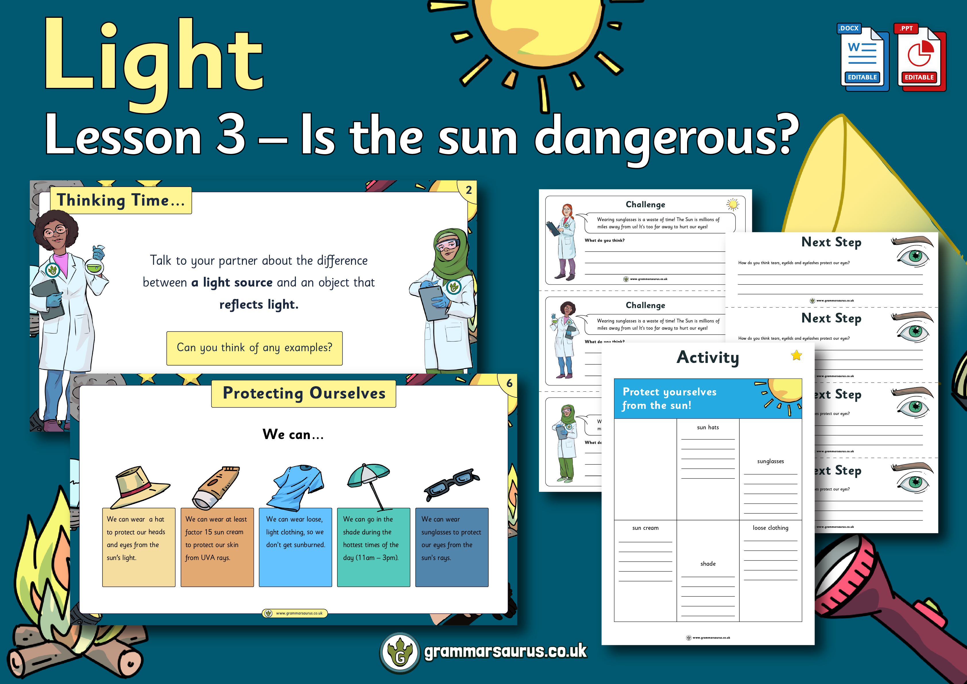 Year 3 Science - Light - Is the sun dangerous? Lesson 3 - Grammarsaurus