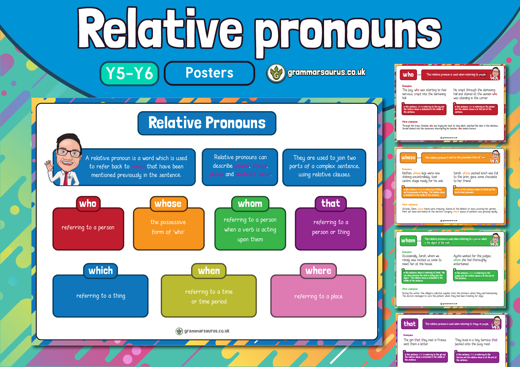 year-5-6-relative-pronouns-posters-grammarsaurus