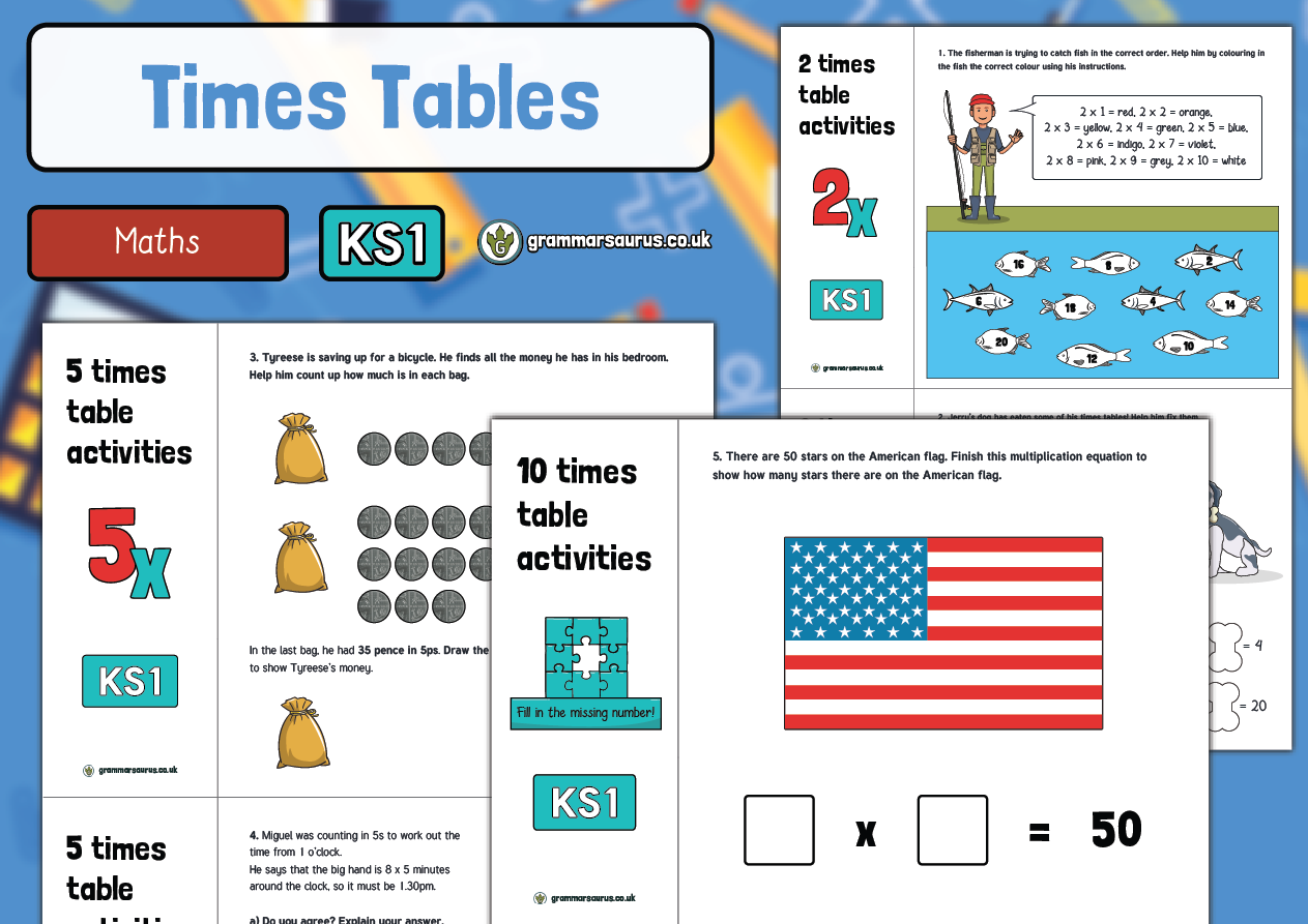 Year 1 2 Maths Times Table Resource Pack Grammarsaurus