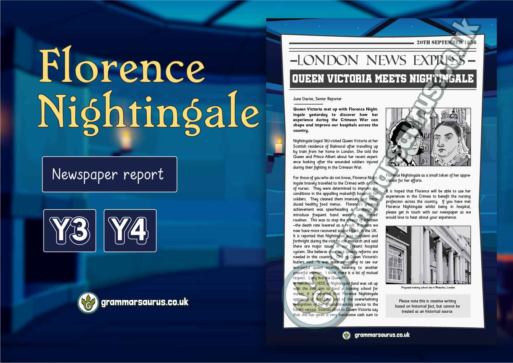 Year 3 Model Text Newspaper Report Florence Nightingale P3 Grade 2 2nd Class Grammarsaurus