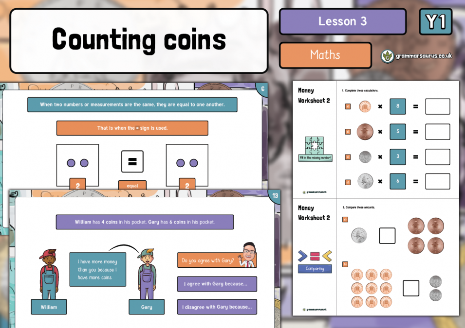 Year 1 Measurement - Money - Counting Coins - Lesson 3 - Grammarsaurus