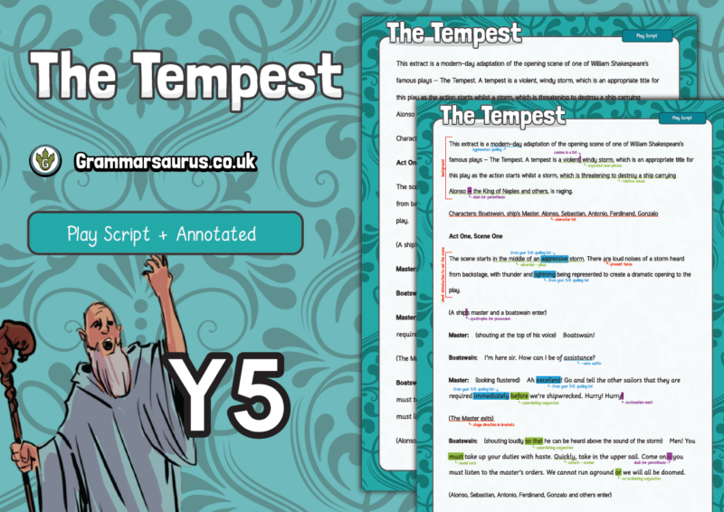 Year 5 Model Text - Playscript - The Tempest - Grammarsaurus