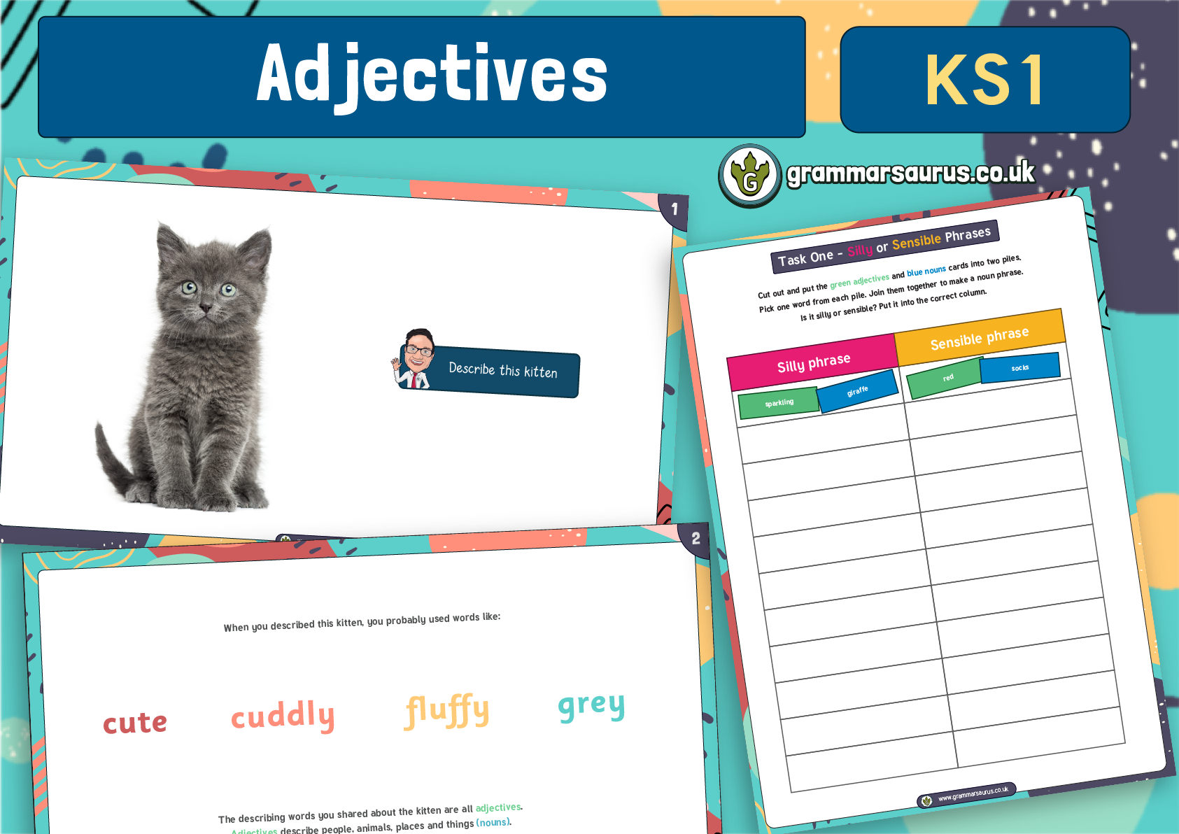 KS1 Grammar Adjectives Lesson Pack Grammarsaurus