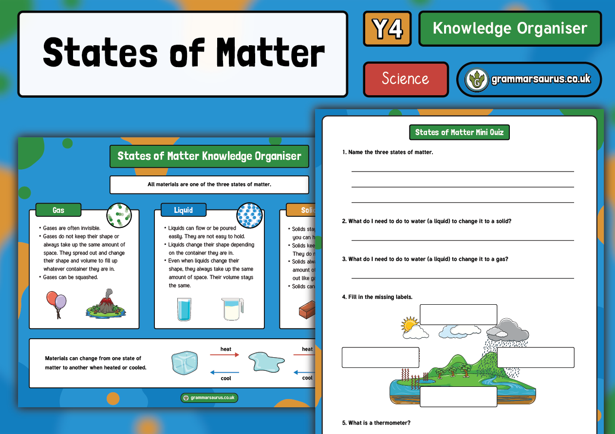 year 4 science states of matter knowledge organiser