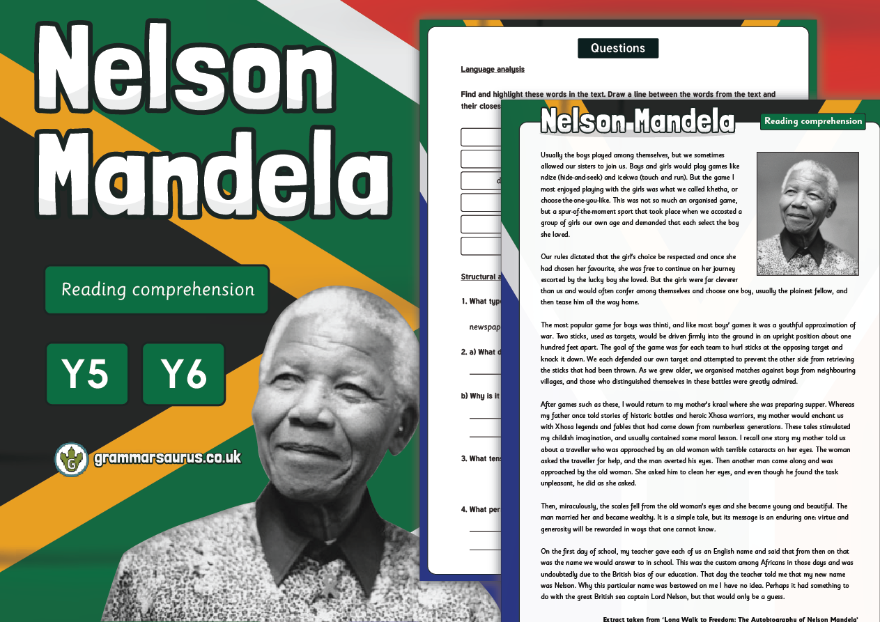 Nelson mandela comprehension questions image