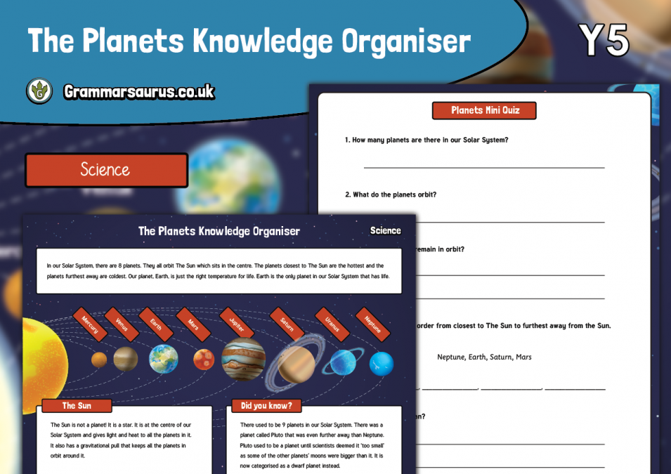 Year 5 Science Earth and Space Knowledge Organiser Grammarsaurus