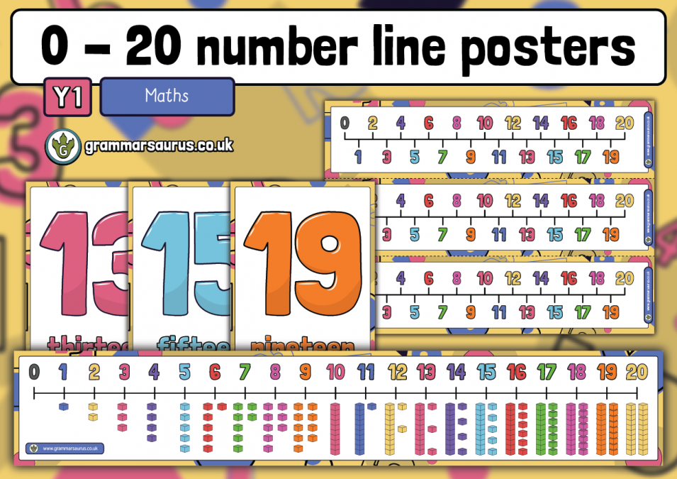 Year 1 Maths - Place value/Counting Forwards (numbers up to 20) Display Poster  Pack - Grammarsaurus