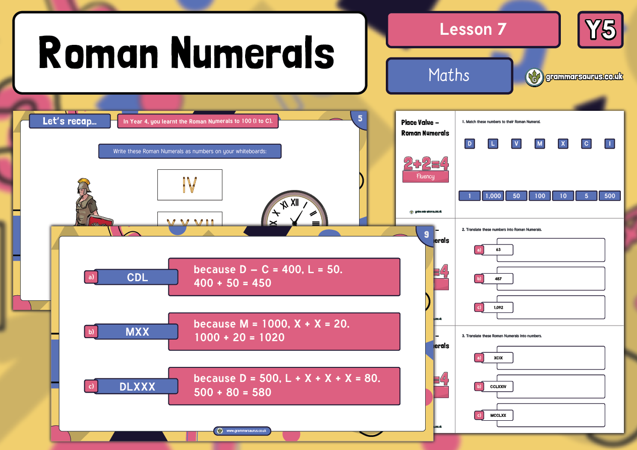 Year 5 Place Value – Roman Numerals – Lesson 7 - Grammarsaurus