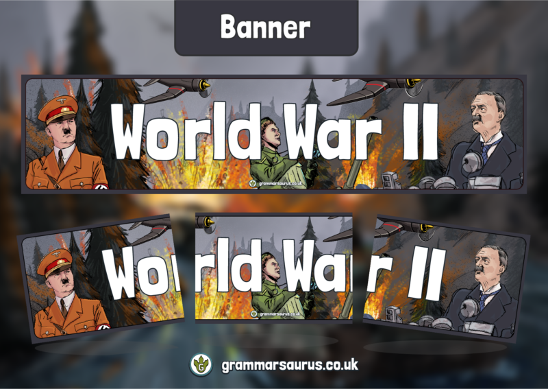 History - World War 2 Display Banner - Grammarsaurus