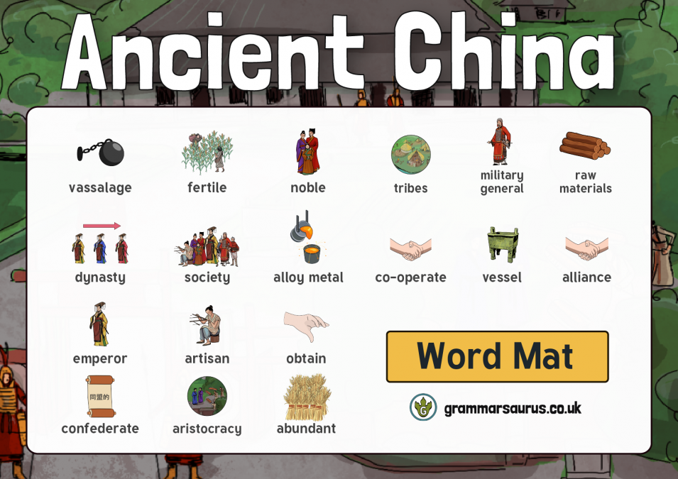 History Ancient China Word Mat Grammarsaurus