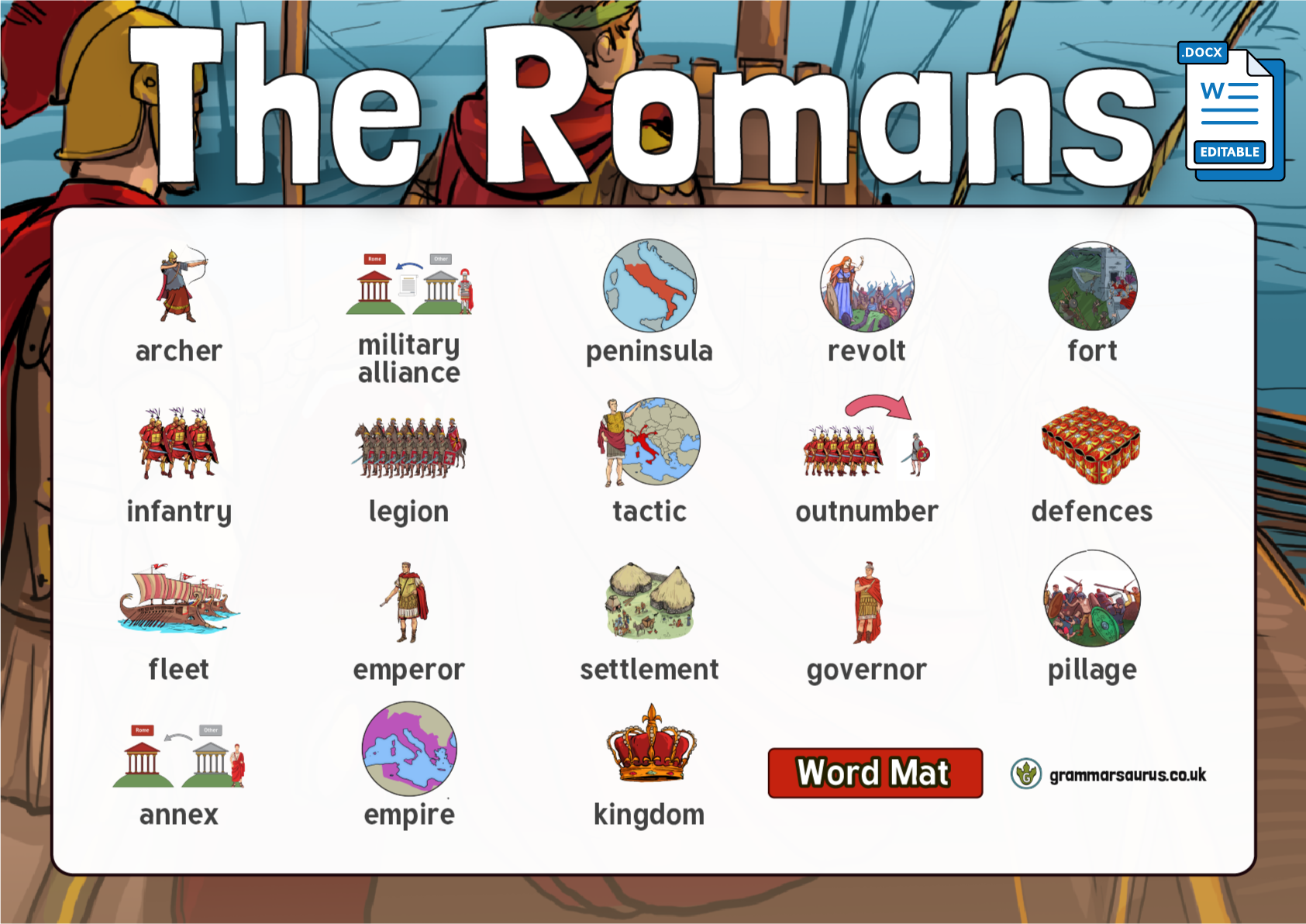 History The Romans Word Mat Grammarsaurus   Word Mat BOTH ADS 5 1 