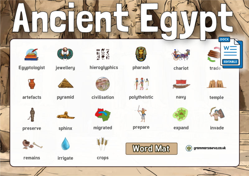 History - Ancient Egypt Word Mat - Grammarsaurus