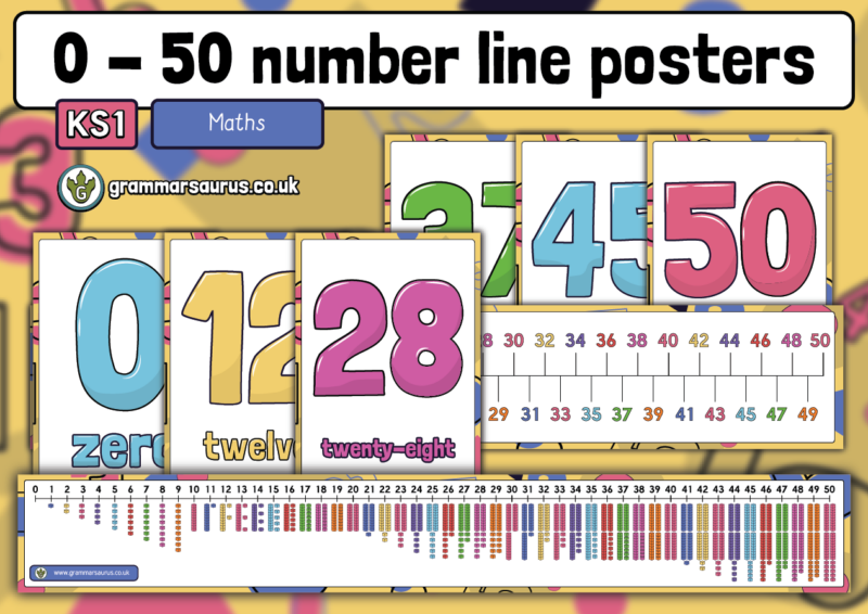 KS1 Place Value - 0 - 50 Display Poster Pack - Grammarsaurus