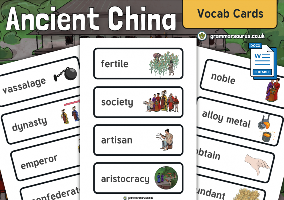 History - Editable Ancient China Vocab Cards - Grammarsaurus