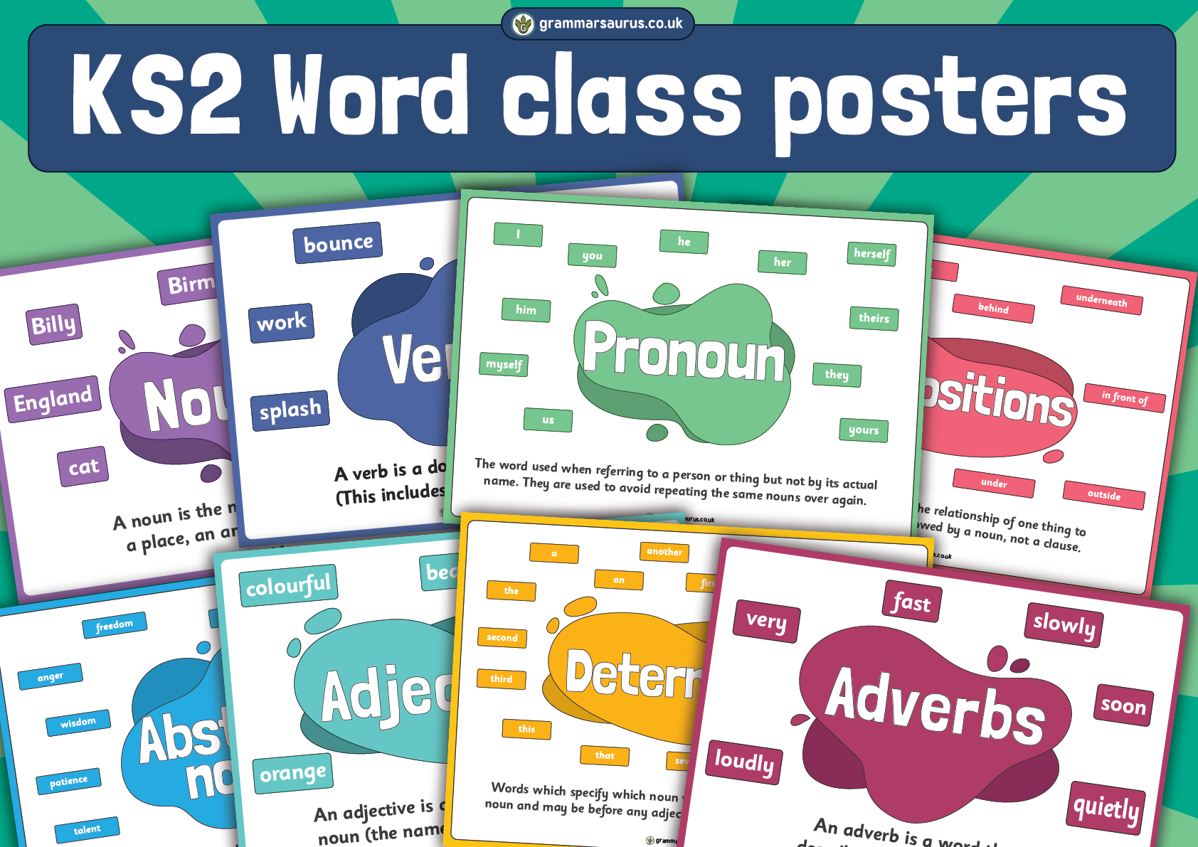 KS2 Word Class Display Posters Grammarsaurus