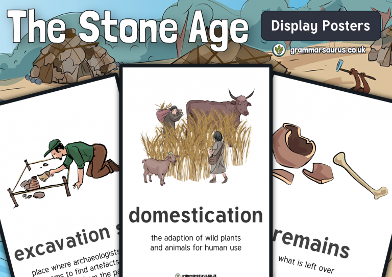 KS2 History Stone Age to the Iron Age Display Banner Grammarsaurus