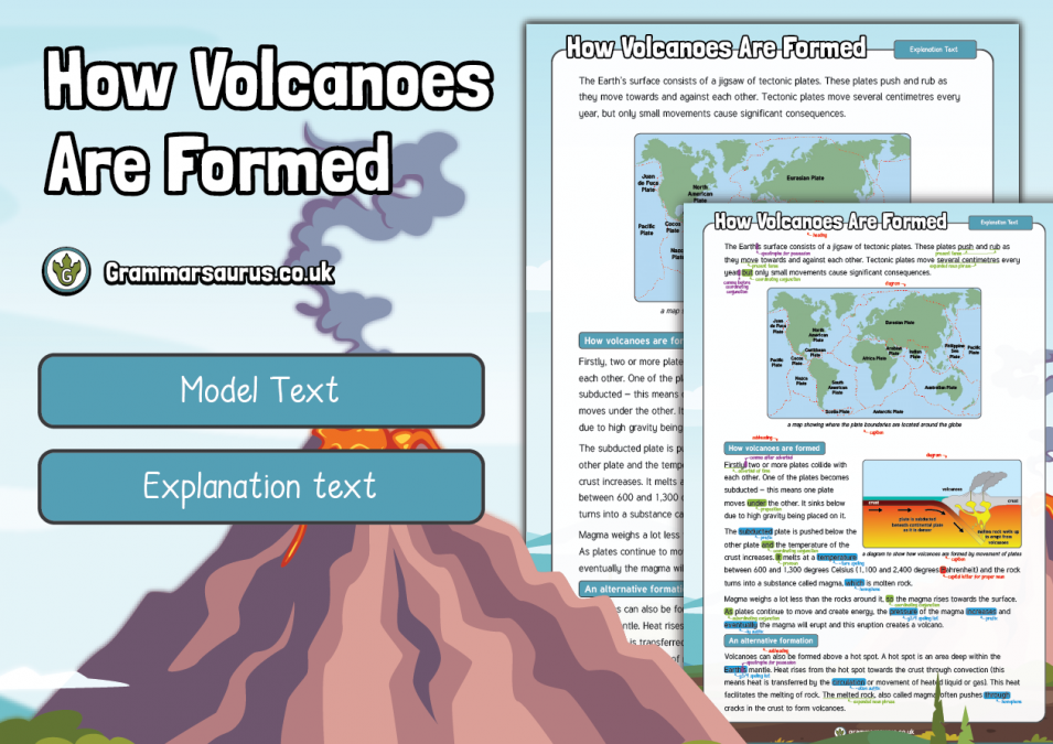 year 3 model text explanation how volcanoes are formed gbsct p3